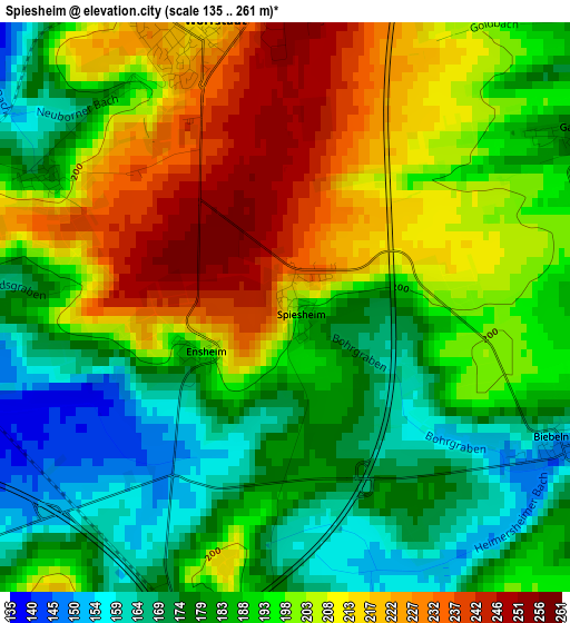 Spiesheim elevation map