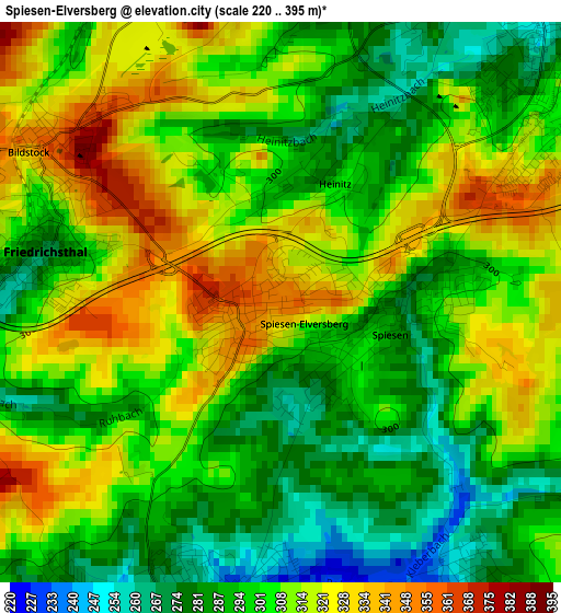 Spiesen-Elversberg elevation map