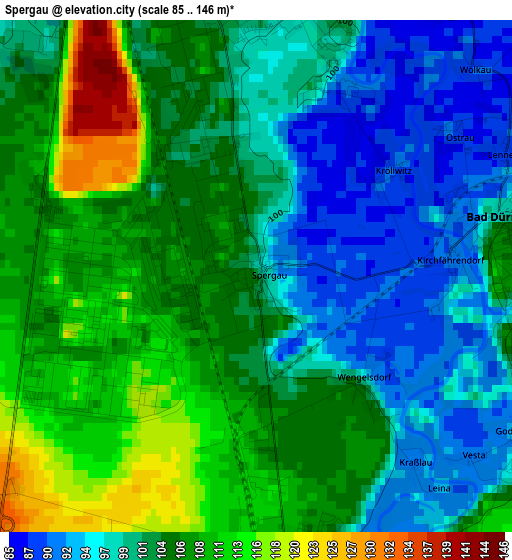 Spergau elevation map