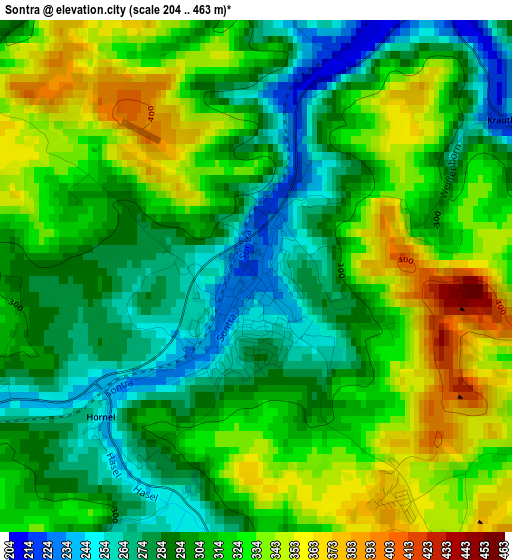 Sontra elevation map