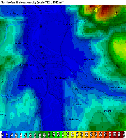 Sonthofen elevation map