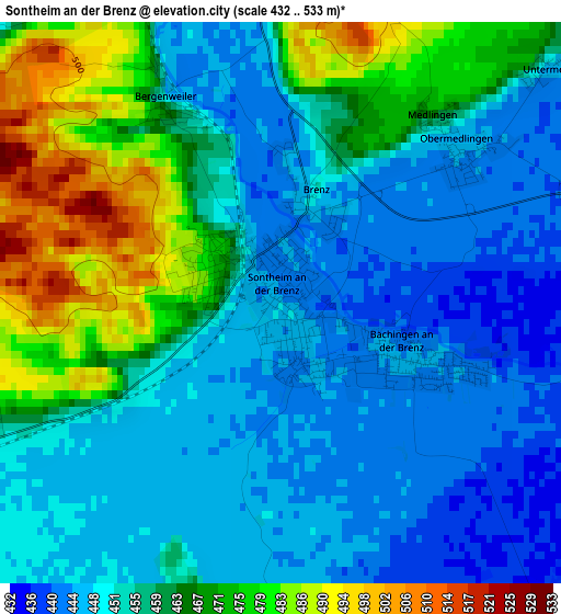 Sontheim an der Brenz elevation map