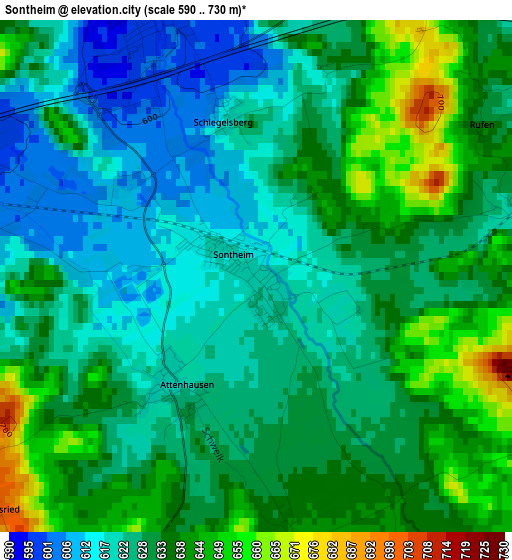 Sontheim elevation map