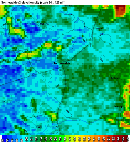 Sonnewalde elevation map