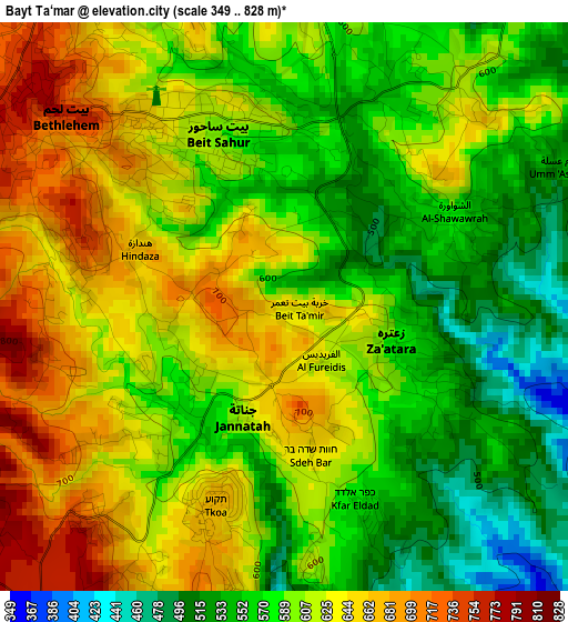 Bayt Ta‘mar elevation map