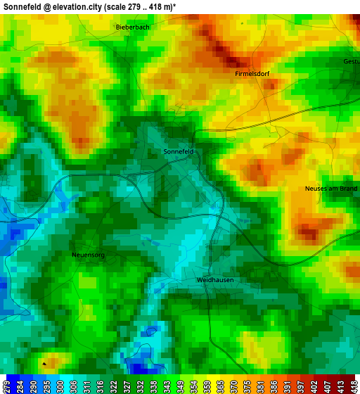 Sonnefeld elevation map