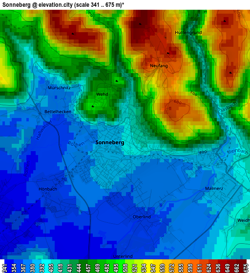 Sonneberg elevation map