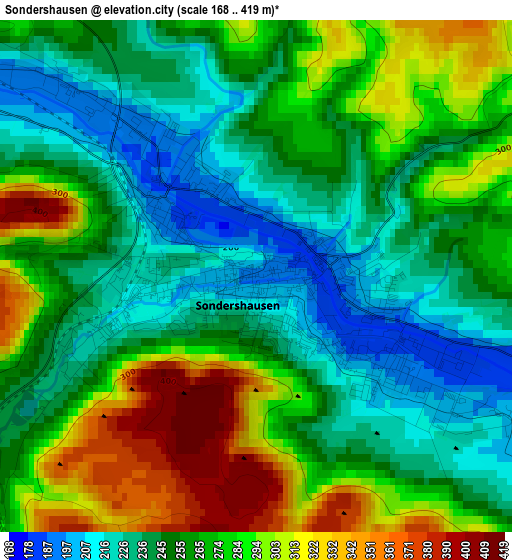 Sondershausen elevation map