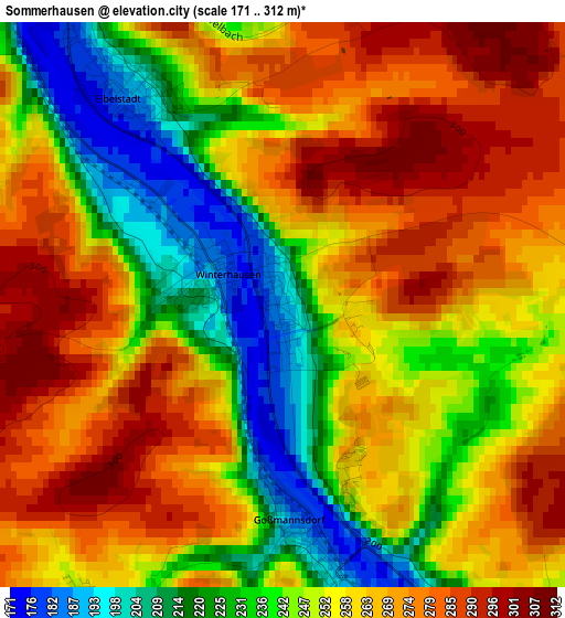 Sommerhausen elevation map