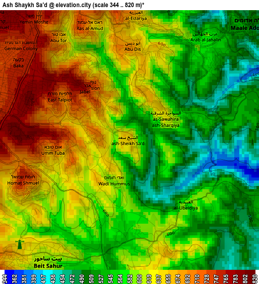Ash Shaykh Sa‘d elevation map