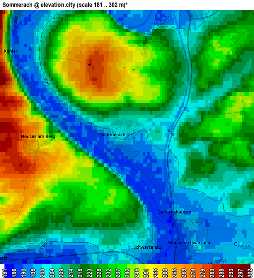 Sommerach elevation map