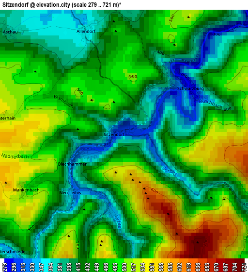 Sitzendorf elevation map