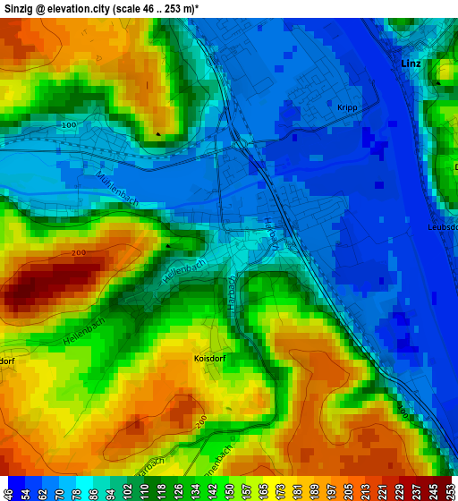 Sinzig elevation map