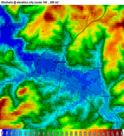 Sinsheim elevation map