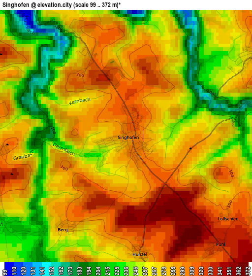 Singhofen elevation map