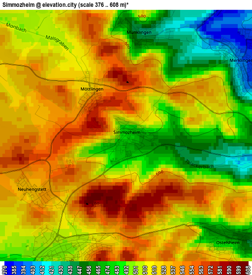 Simmozheim elevation map