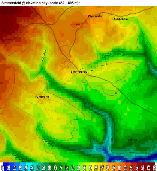 Simmersfeld elevation map