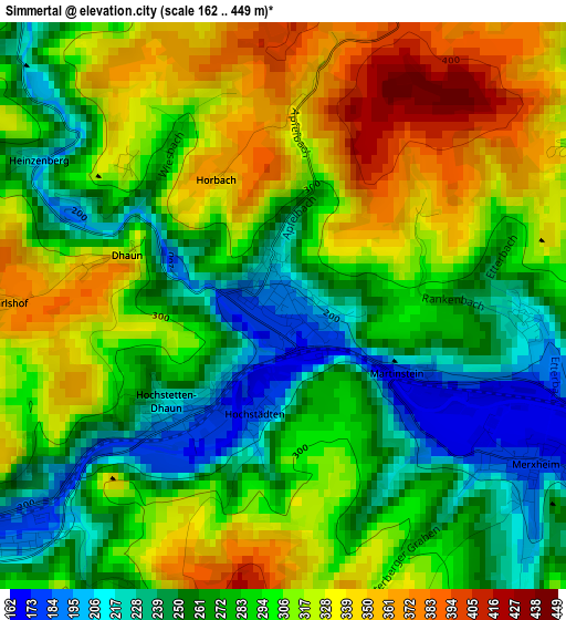 Simmertal elevation map