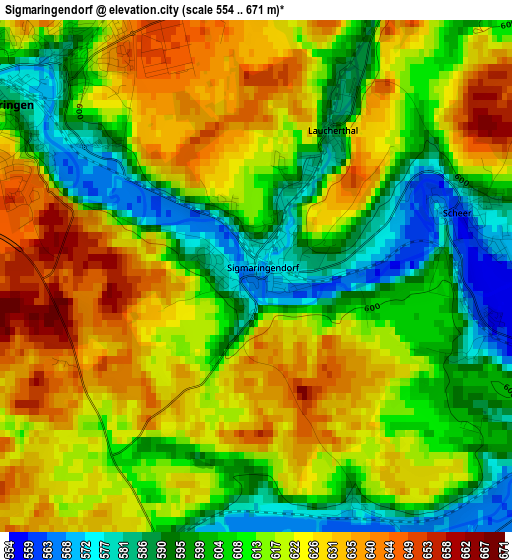 Sigmaringendorf elevation map