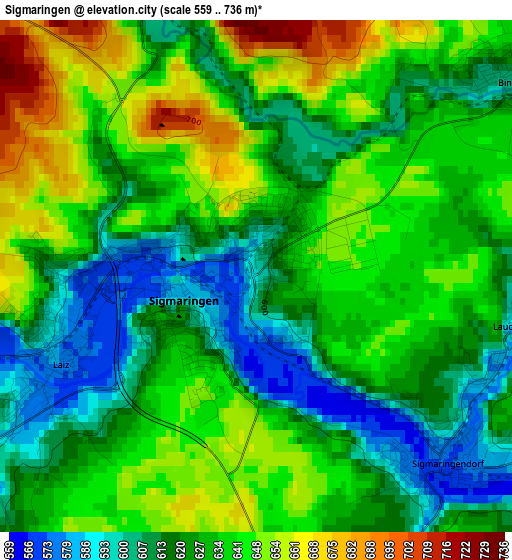 Sigmaringen elevation map