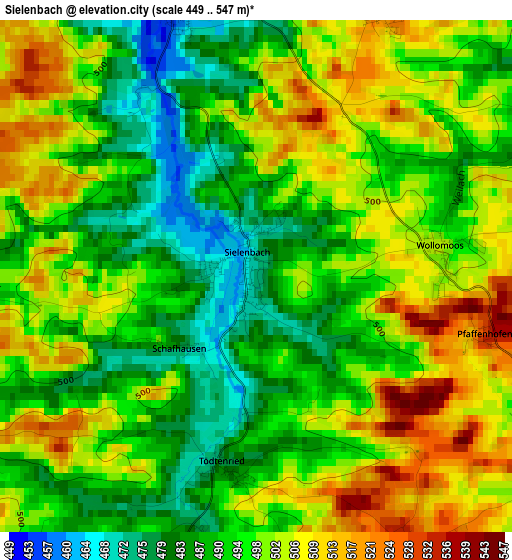 Sielenbach elevation map