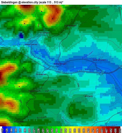 Siebeldingen elevation map