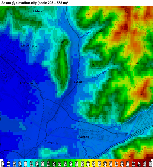 Sexau elevation map