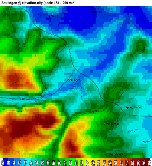 Seulingen elevation map