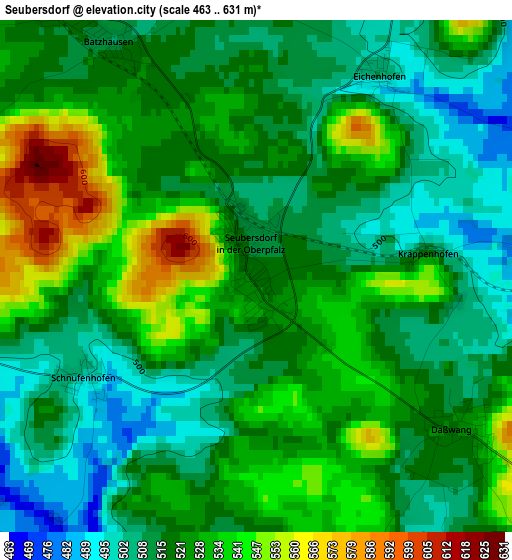 Seubersdorf elevation map