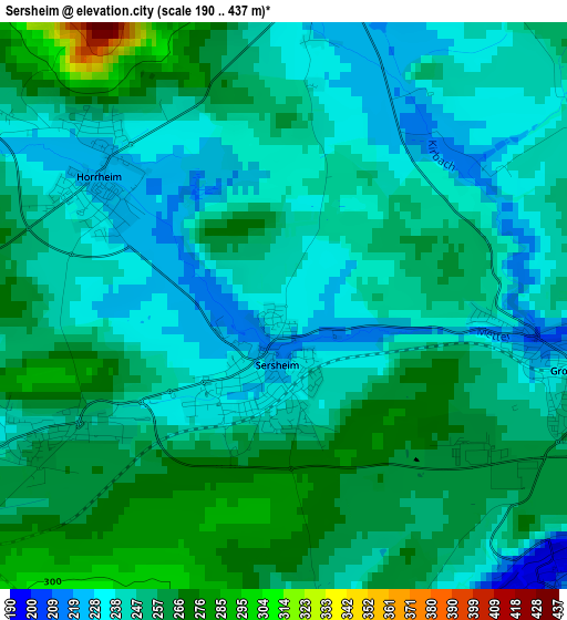 Sersheim elevation map