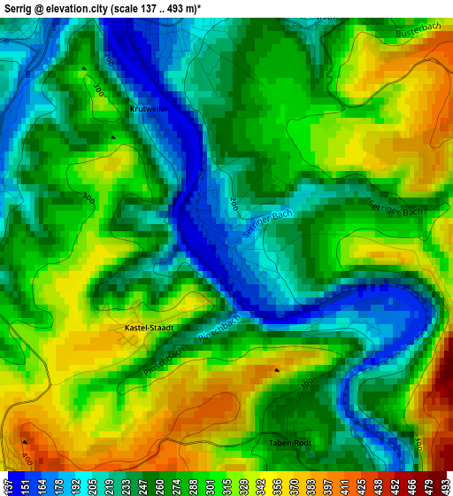 Serrig elevation map