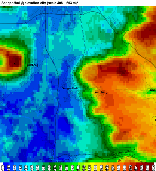 Sengenthal elevation map