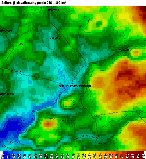 Selters elevation map