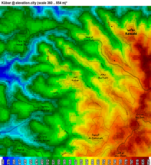 Kūbar elevation map