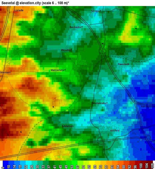 Seevetal elevation map