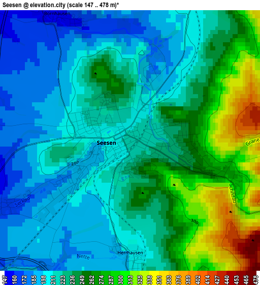 Seesen elevation map