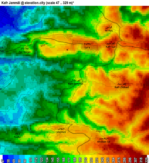 Kafr Jammāl elevation map