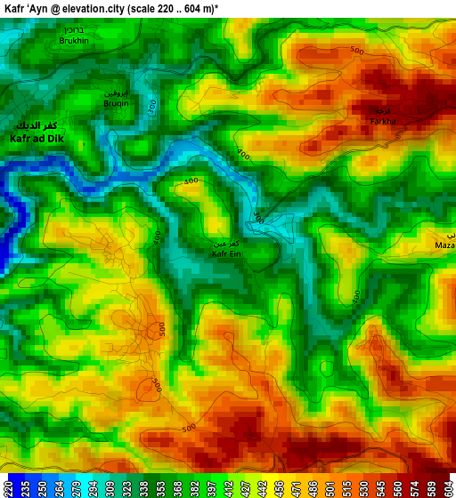 Kafr ‘Ayn elevation map