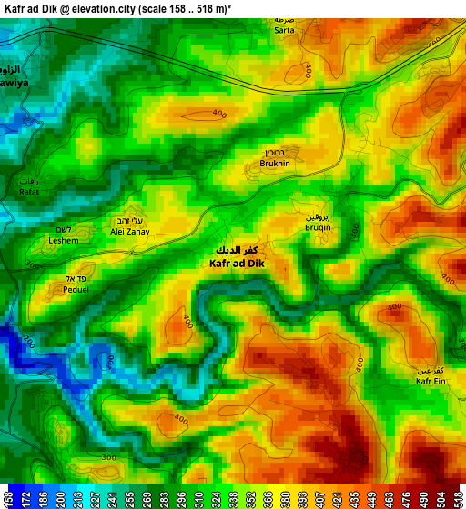 Kafr ad Dīk elevation map