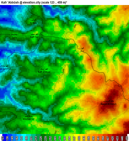 Kafr ‘Abbūsh elevation map