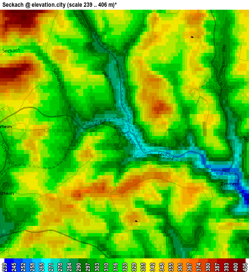 Seckach elevation map