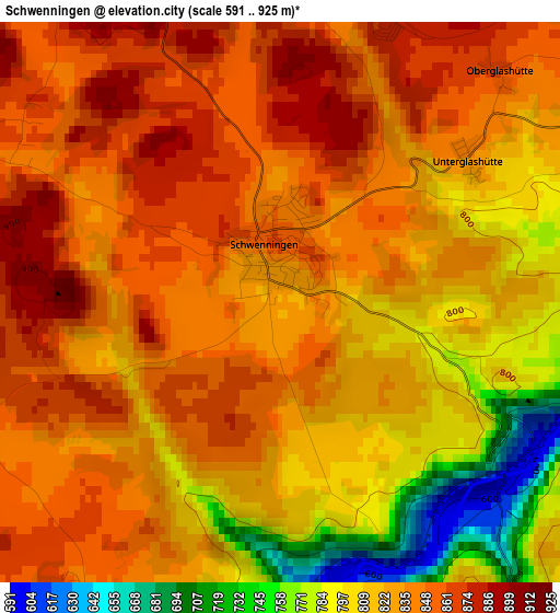 Schwenningen elevation map