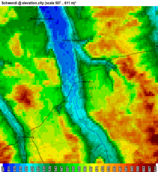 Schwendi elevation map