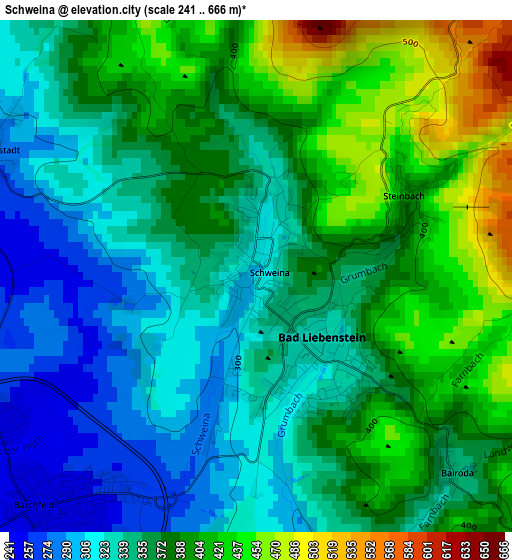 Schweina elevation map