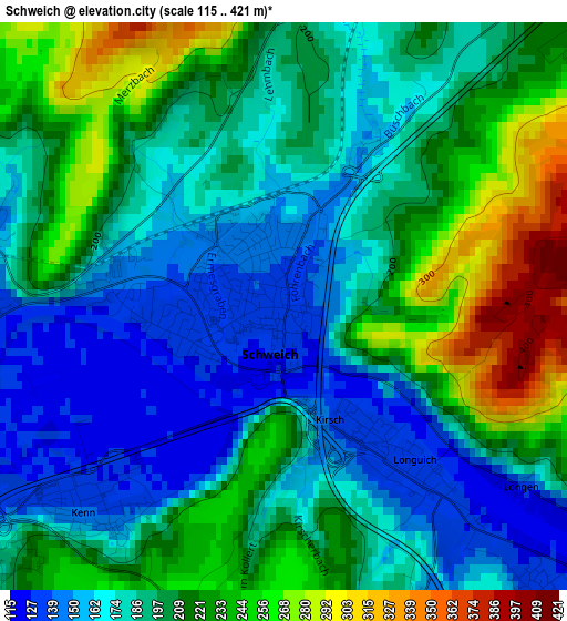 Schweich elevation map