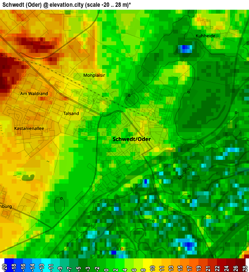 Schwedt (Oder) elevation map