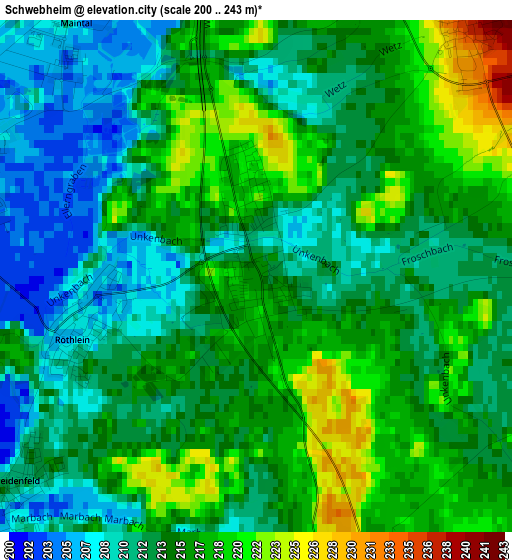 Schwebheim elevation map