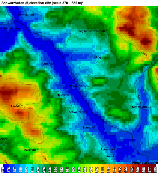 Schwarzhofen elevation map