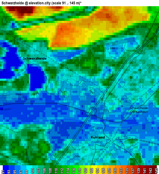 Schwarzheide elevation map