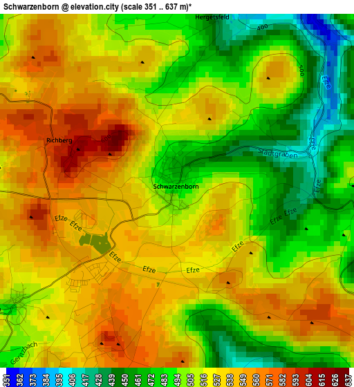 Schwarzenborn elevation map